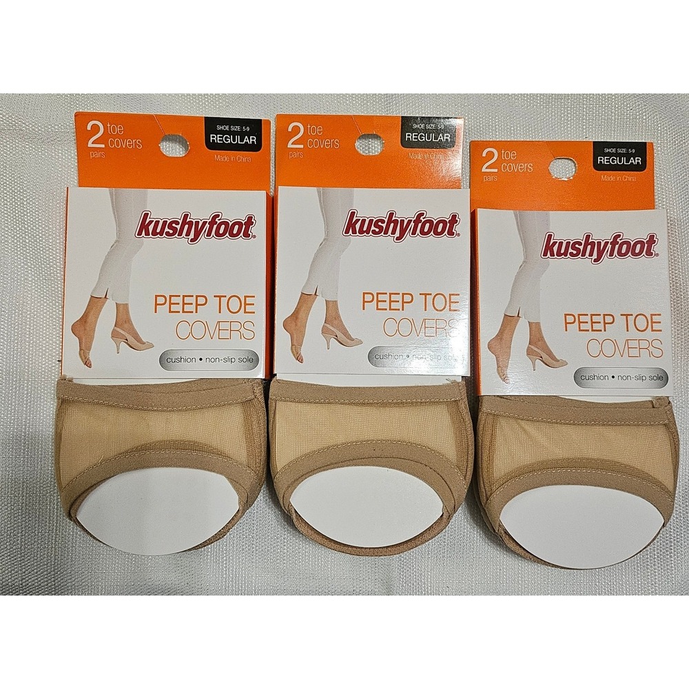 KUSHYFOOT Nude 3464 Peep Toe Covers Womens Size 5-9 Lot Of 3 Pack